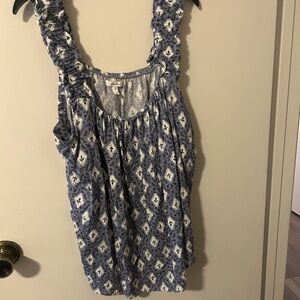 Maurices Navy and White Floral Blouse